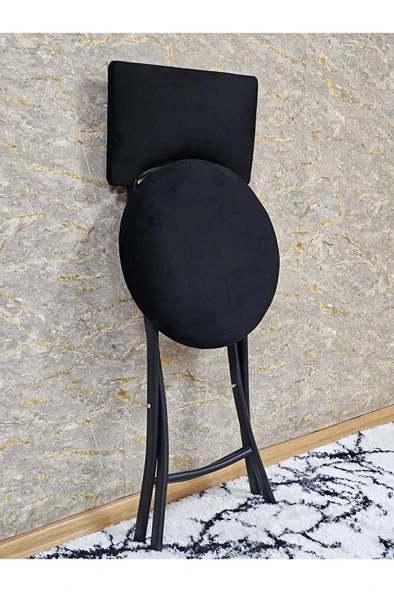 Siyah Boyalı Katlanır Tabure - Kamp Sandalyesi - Sandalye - Mutfak Taburesi - Tabure Siyah Renk 36 x 80 Boyut/Ebat - Resim 4