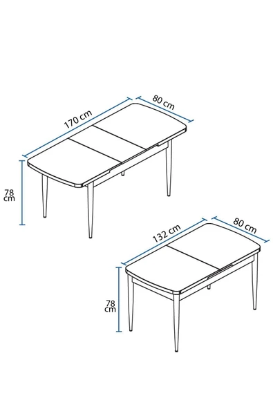 Asesva Serisi 80x132 MDF Barok Masa Metal Ayaklı Açılabilir Üst Kalite Mutfak Masası (TEK MASA) - 7