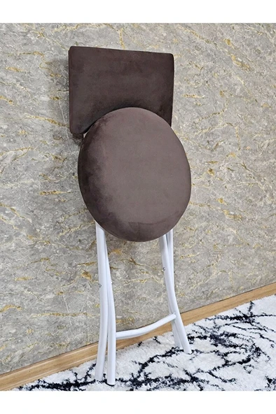 Beyaz Boyalı Katlanır Tabure - Kamp Sandalyesi - Sandalye - Mutfak Taburesi - Tabure Kahverengi Renk 36 x 80 Boyut/Ebat - Resim 4