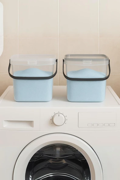 2’li Multibox Deterjanlık Kutusu & Banyo Düzenleyici & Saklama Kutusu 6 Lt Şeffaf - Resim 3