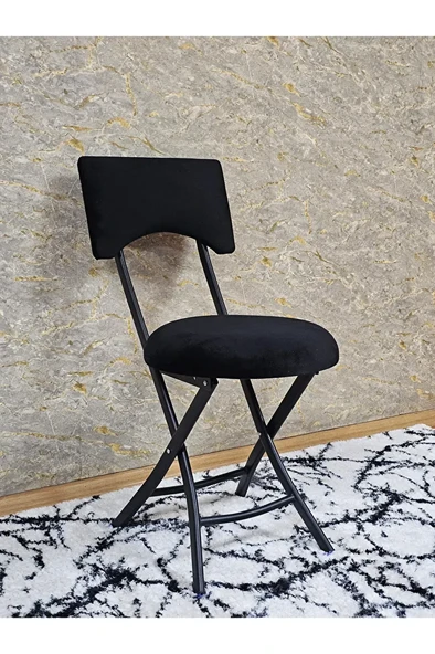 Siyah Boyalı Katlanır Tabure - Kamp Sandalyesi - Sandalye - Mutfak Taburesi - Tabure Siyah Renk 36 x 80 Boyut/Ebat - Resim 2