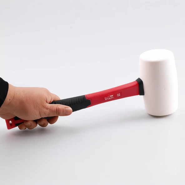 680 Gr Kauçuk Beyaz Tokmak Ergonomik Saplı Sessiz Çekiç Fayans Bordür Karo Mermer Granit Döşeme - Resim 4