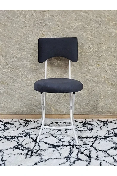 Beyaz Boyalı Katlanır Tabure - Kamp Sandalyesi - Sandalye - Mutfak Taburesi - Tabure Füme Renk 36 x 80 Boyut/Ebat ürün görseli