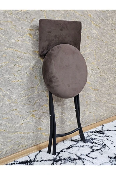 Siyah Boyalı Katlanır Tabure - Kamp Sandalyesi - Sandalye - Mutfak Taburesi - Tabure Kahverengi Renk 36 x 80 Boyut/Ebat - Resim 4