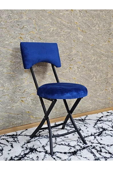 Siyah Boyalı Katlanır Tabure - Kamp Sandalyesi - Sandalye - Mutfak Taburesi - Tabure Mavi Renk 36 x 80 Boyut/Ebat - Resim 2