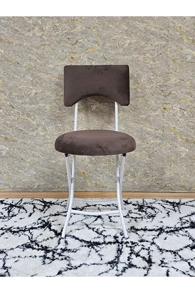 Beyaz Boyalı Katlanır Tabure - Kamp Sandalyesi - Sandalye - Mutfak Taburesi - Tabure Kahverengi Renk 36 x 80 Boyut/Ebat ürün görseli