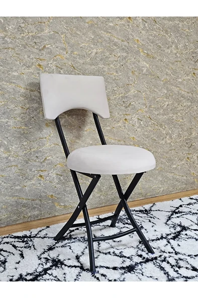 Siyah Boyalı Katlanır Tabure - Kamp Sandalyesi - Sandalye - Mutfak Taburesi - Tabure Krem Renk 36 x 80 Boyut/Ebat - Resim 2