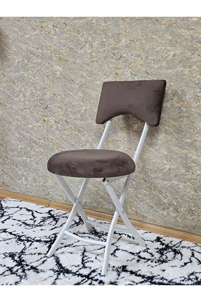 Beyaz Boyalı Katlanır Tabure - Kamp Sandalyesi - Sandalye - Mutfak Taburesi - Tabure Kahverengi Renk 36 x 80 Boyut/Ebat - Resim 3