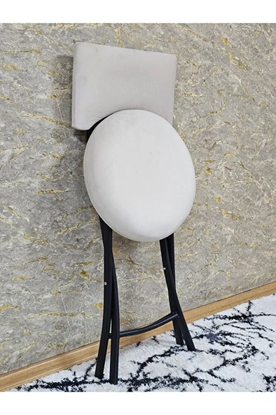 Siyah Boyalı Katlanır Tabure - Kamp Sandalyesi - Sandalye - Mutfak Taburesi - Tabure Krem Renk 36 x 80 Boyut/Ebat - Resim 4