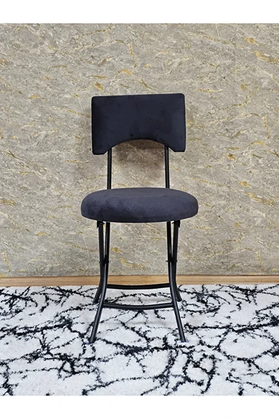 Siyah Boyalı Katlanır Tabure - Kamp Sandalyesi - Sandalye - Mutfak Taburesi - Tabure Füme Renk 36 x 80 Boyut/Ebat ürün görseli