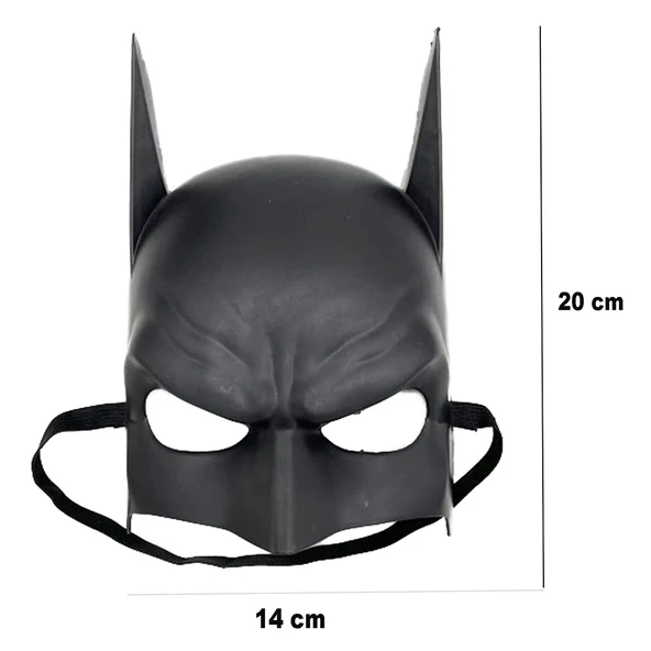 Siyah Renk Çocuk Boy Arkadan Lastikli Batman Maskesi A Kalite  20x14 Cm - 2