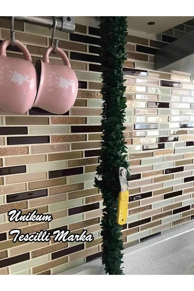 Unikum 7 Metre Tel Yaprak Şerit Yapay Taç Sarmaşık Çiçek Süs Doğalgaz Borusu Pencere Kapı Dolap Süsü - 6