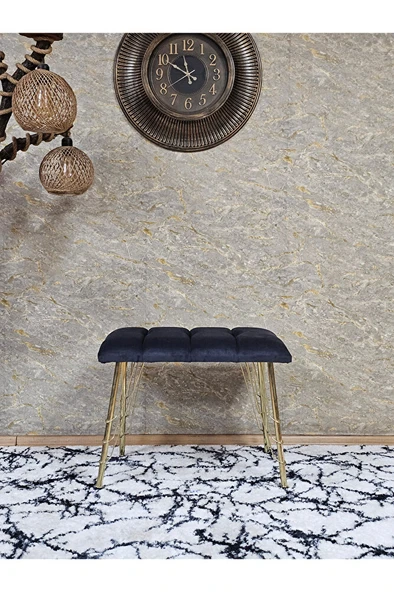 Metal Gold Tel Ayaklı 60 cm Puf Bench - Puf - Bench - Oturak - Mutfak Oturağı - Antre Oturağı Füme Renk 60 x 40 Boyut/Ebat - Resim 2