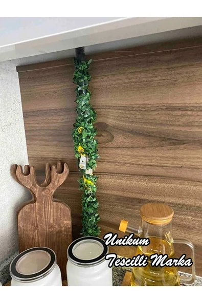 Unikum 7 Metre Tel Yaprak Şerit Yapay Taç Sarmaşık Çiçek Süs Doğalgaz Borusu Pencere Kapı Dolap Süsü - 5