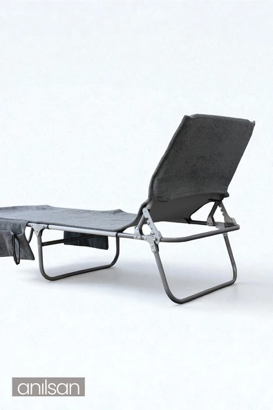 %100 Pamuk Şezlong Havlusu Antrasit 60x180 cm - Hızlı Kuruyan Plaj ve Havuz Havlusu - 4