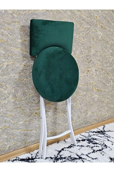 Beyaz Boyalı Katlanır Tabure - Kamp Sandalyesi - Sandalye - Mutfak Taburesi - Tabure Yeşil Renk 36 x 80 Boyut/Ebat - 4