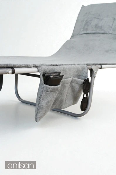 %100 Pamuk Şezlong Havlusu Antrasit 60x180 cm - Hızlı Kuruyan Plaj ve Havuz Havlusu - 3