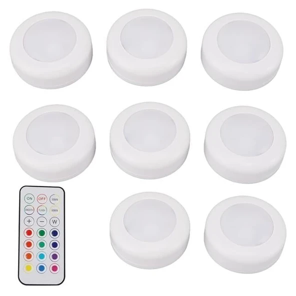 Powermaster PM-27186 Led Mobilya Merdiven Pilli Aydınlatma 3M Yapışkanlı Kumandalı RGB + 4000K (8'Li Paket) - Resim 2