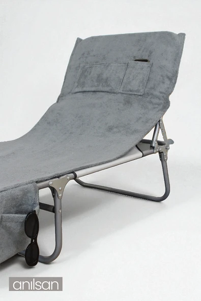 %100 Pamuk Şezlong Havlusu Antrasit 60x180 cm - Hızlı Kuruyan Plaj ve Havuz Havlusu - 2