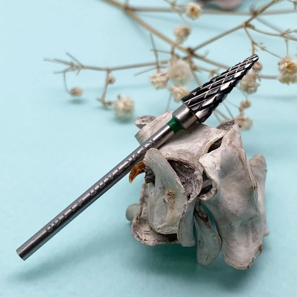 Kristall Manikür Çıkarma Çelik Törpü Ucu Mızrak Koni Yeşil 41160 - Resim 3