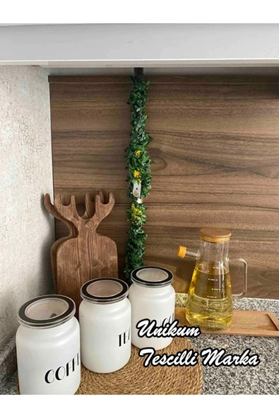 Unikum 7 Metre Tel Yaprak Şerit Yapay Taç Sarmaşık Çiçek Süs Doğalgaz Borusu Pencere Kapı Dolap Süsü - 4