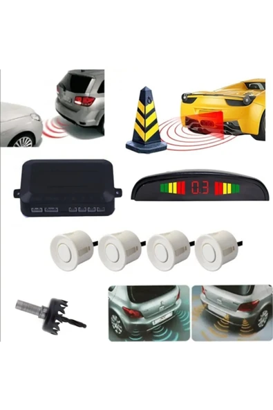 Le Moins Cher Chery Taxim Dijital Ekranlı Araç Park Sensörü Ses Ikazlı Beyaz Renk ürün görseli 1