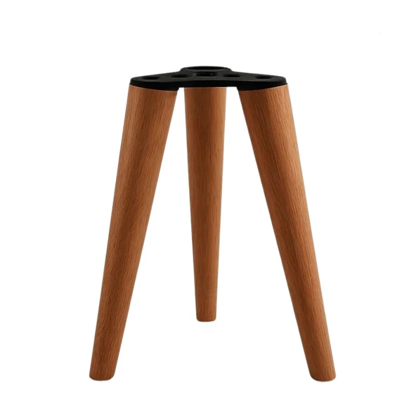 3 Adet Ahşap Ayak 40 Cm Açık Meşe M8 Civatalı Bağlantı Aparatlı Mobilya Tabure Sehpa Masa Destek Ayağı - Resim 6