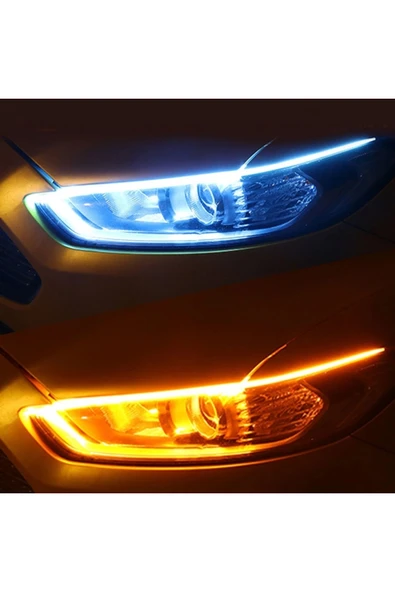 Le Moins Cher Opel Signum Far Içi Üstü Kayar Sinyalli Gündüz Ledi Far Kaşı 45 Cm 2 Adet - Resim 4