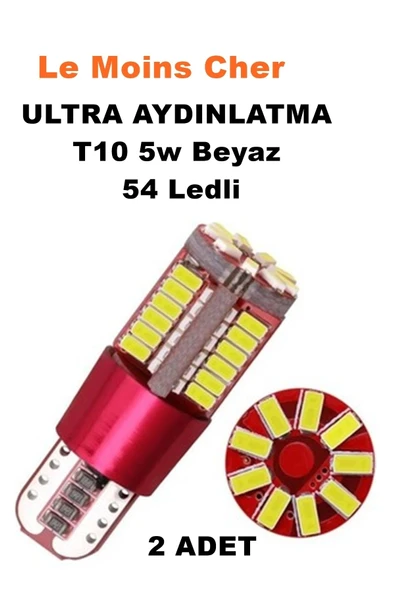 Le Moins Cher Tata İndigo T10 5w Beyaz 54 Ledli Oto Işık Lamba Park Plaka Ampul - Resim 2