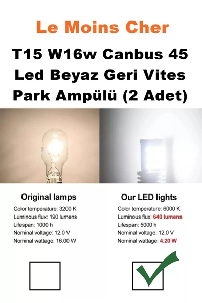 Le Moins Cher Fiat Fiorino T15 W16w Canbus 45 Led Beyaz 2 Adet Plaka Park Tavan - Resim 3