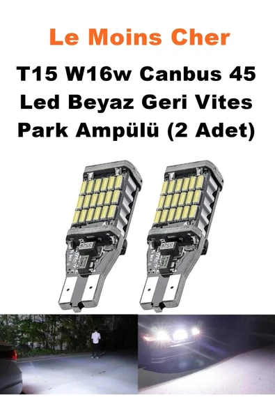 Le Moins Cher Fiat Fiorino T15 W16w Canbus 45 Led Beyaz 2 Adet Plaka Park Tavan ürün görseli