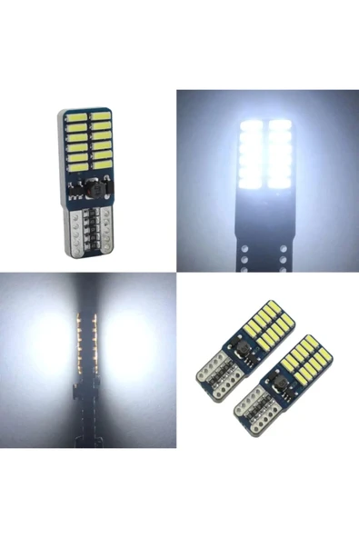 Le Moins Cher Bmw 5 F10 T10 Dipsiz Canbus 24 Ledli Beyaz Park Plaka Ampulü 2 Adet - Resim 3