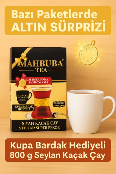 Mahbuba Tea 800 g | Yoğun Aromalı Seylan Kaçak Çay + Bardak Hediyesi