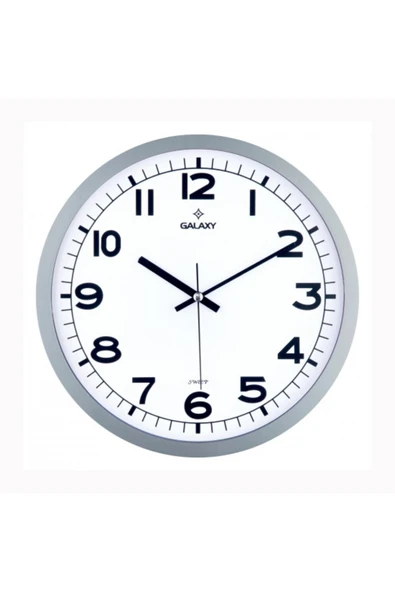 Galaxy Duvar Saati Gri Çerçeve Çap:29.5cm Akrilik Boyalı Abs Çerçeve Mineral Cam Sessiz ürün görseli