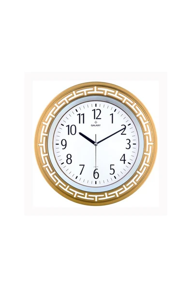 Galaxy DUVAR SAATİ ALTIN SARISI ÇERÇEVE (ÇAP:34.4CM) AKRİLİK BOYALI 2 RENK ABS KASA ürün görseli
