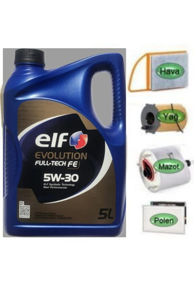 ELF Partner Tepee 1.6 Dizel Yağ Bakım Seti + ELF FULTECH 5W-30 5 LT Partiküllü Motoryağı 2025 - Resim 2