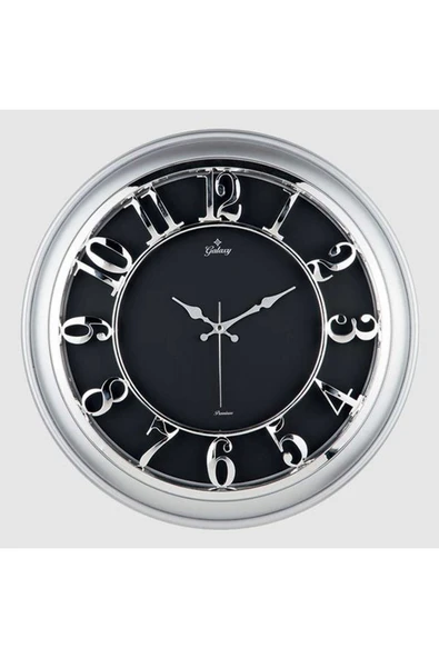 ZERO LAND Duvar Saati Gümüş Gri Çerçeveli Içi Siyah 45cm Kabartma Rakamlı Selefon Korumalı Amerikan Bristol Ka ürün görseli 1