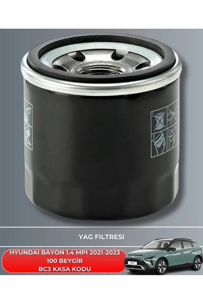 HYUNDAI BAYON 1.4 MPI 2021-2023 BAKIM SETİ+NETEX 0W20 4LT MOTOR YAĞ - Resim 3