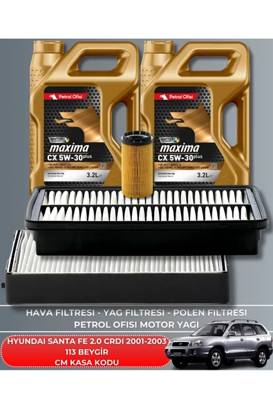 DELPHİ HYUNDAI SANTA FE 2.0 CRDI 2001-2002-2003 113 BEYGİR BAKIM SETİ DELPHİ 5W30 5LT 2025 ürün görseli 1