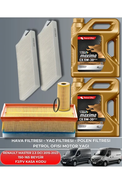 DELPHİ  RENAULT MASTER 2.3 DCI 2015-2016-2017-2018-2019-2020-2021-2022-2023 150-165 FİLTRE - YAĞ BAKIM SETİ ürün görseli 1
