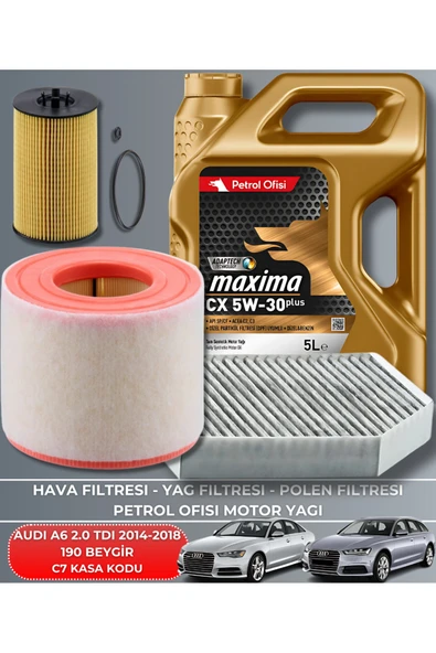 DELPHİ AUDI A6 2.0 TDI 2014-2015-2016-2017-2018 190 BEYGİR FİLTRE - YAĞ BAKIM SETİ ürün görseli