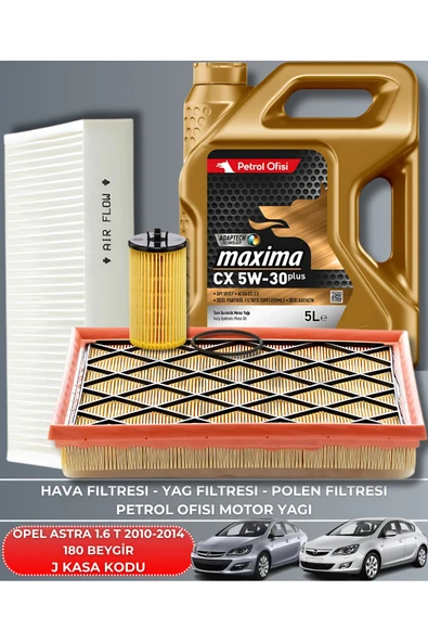 Petrol Ofisi Opel Astra 1.6 T 2010-2014 Uyumlu 180 Beygir Filtre - Elf Yag Bakım Seti ürün görseli 1