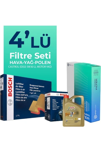 Bosch KOPYA - Toyota Avensis 1.6 (2003-2009) Motor Yağlı EDGE 4LT 5W-30 Bakım Seti BENZINLI Uyumlu ürün görseli