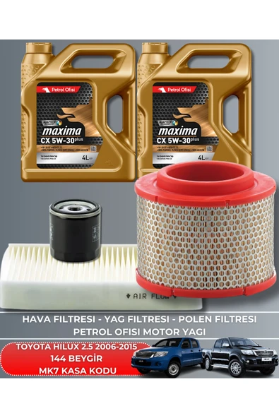 DELPHİ TOYOTA HILUX 2.5 2006-2007-2008-2009-2010-2011-2012-2013-2014 144 BEYGİR FİLTRE - YAĞ BAKIM SETİ ürün görseli 1