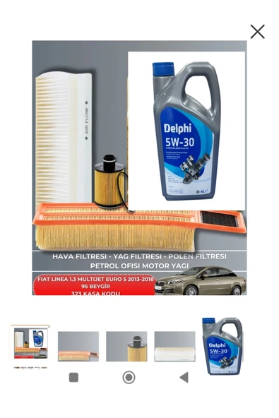DELPHİ KOPYA - FIAT LINEA 1.3 MULTIJET EURO 5 2013-2014-2018 95 BEYGİR FİLTRE - YAG BAKIM SETİ ürün görseli 1