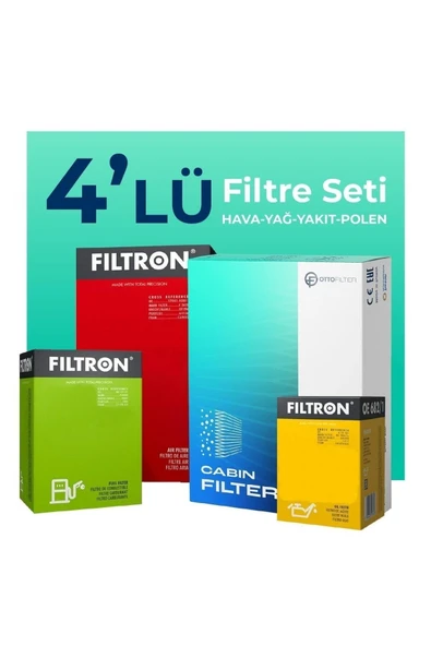 Filtron Fiat Linea 1.6 Dizel 105 Hp Uyumlu Filtre Bakım Seti (2009-2017) 4 Lu Polen opar - 1