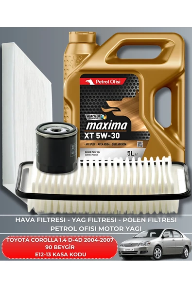 Petrol Ofisi TOYOTA COROLLA 1.4 D-4D 2004-2005-2006-2007 90 BEYGİR FİLTRE - YAĞ BAKIM SETİ ürün görseli 1