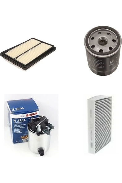 Bosch Filtre Bakım Seti Renault Kadjar 1.5 Dci 110 Bg Hava + Yağ F.+ Yakıt Filtre + Polen Sardes ürün görseli