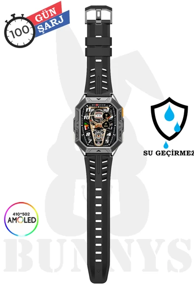 Xiaomi Redmi Note 8 Uyumlu Su Geçirmez Akıllı Saat Tank Modeli 100 Gün Şarj - 3