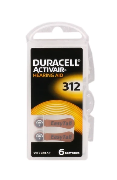 Duracell 312 Numara Düğme Kulaklık Pili İşitme Cihazı İçin 6'lı Paket